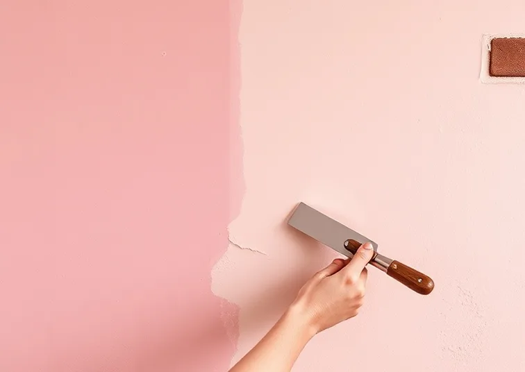 Application d'un enduit décoratif à la lisseuse sur un mur
