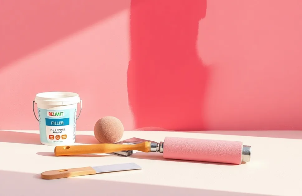 Outils de peinture disposés dans l'ordre des étapes du chantier